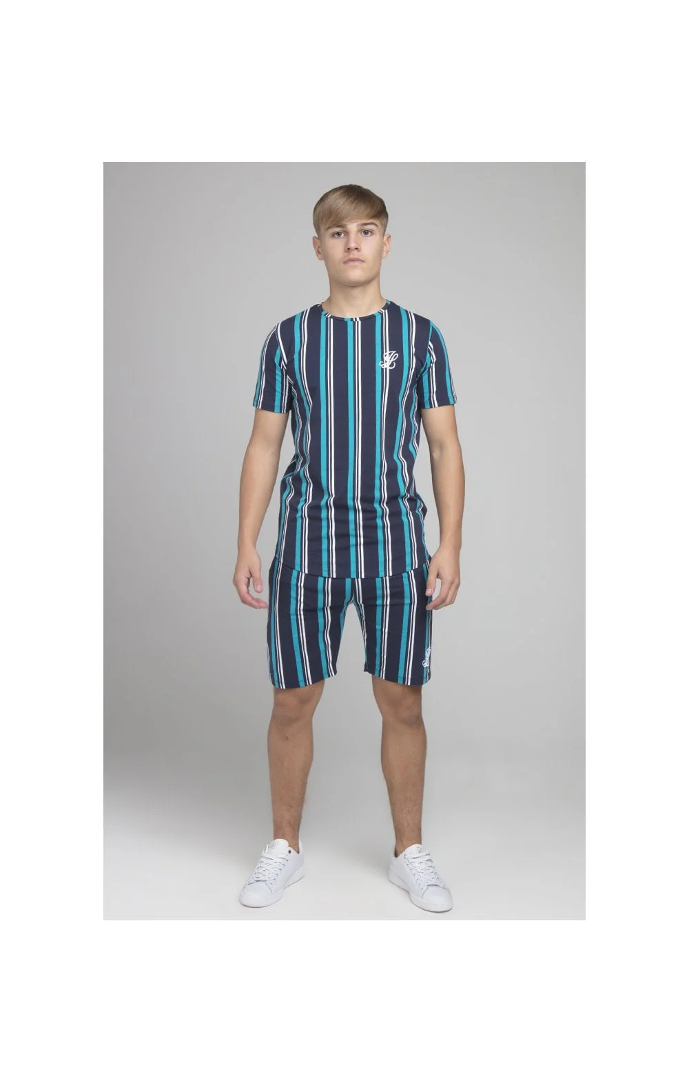 Illusive London Stripe Tee - Navy & Teal - Image 4