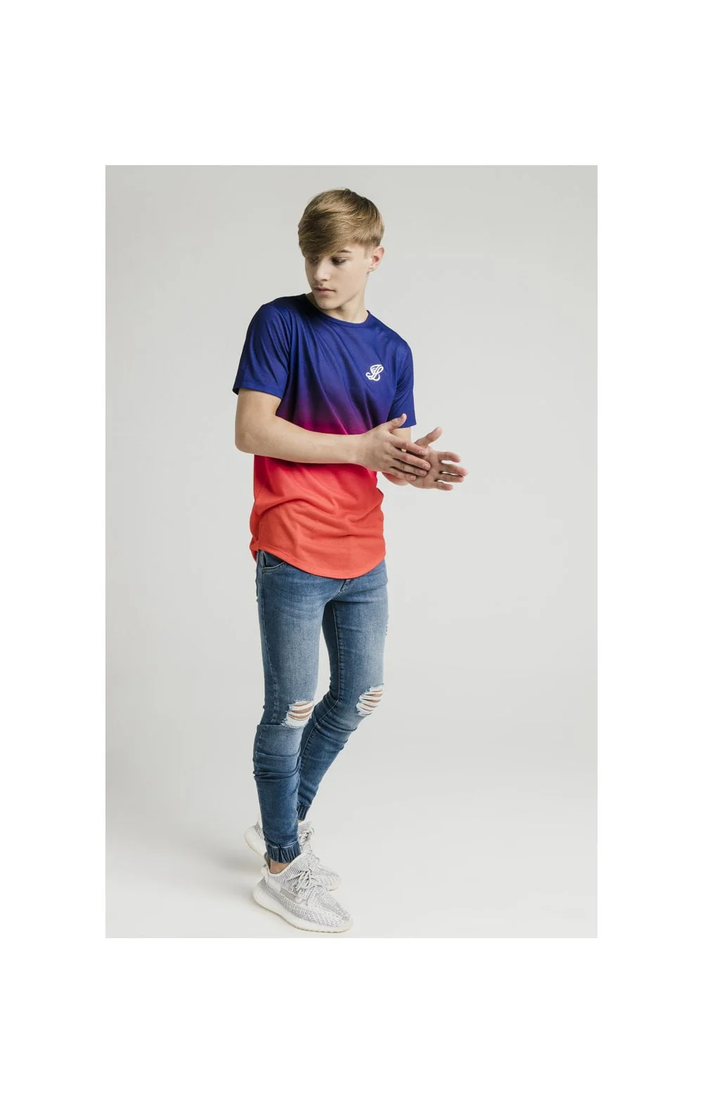 Illusive London Sunset Fade Tee - Navy,Pink & Orange - Image 2