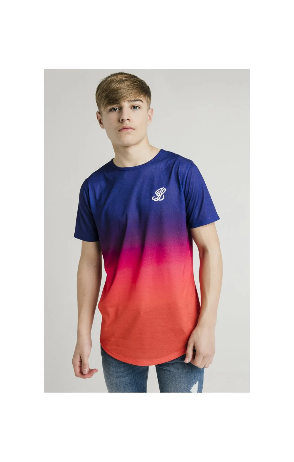 Illusive London Sunset Fade Tee - Navy,Pink & Orange - Image 3