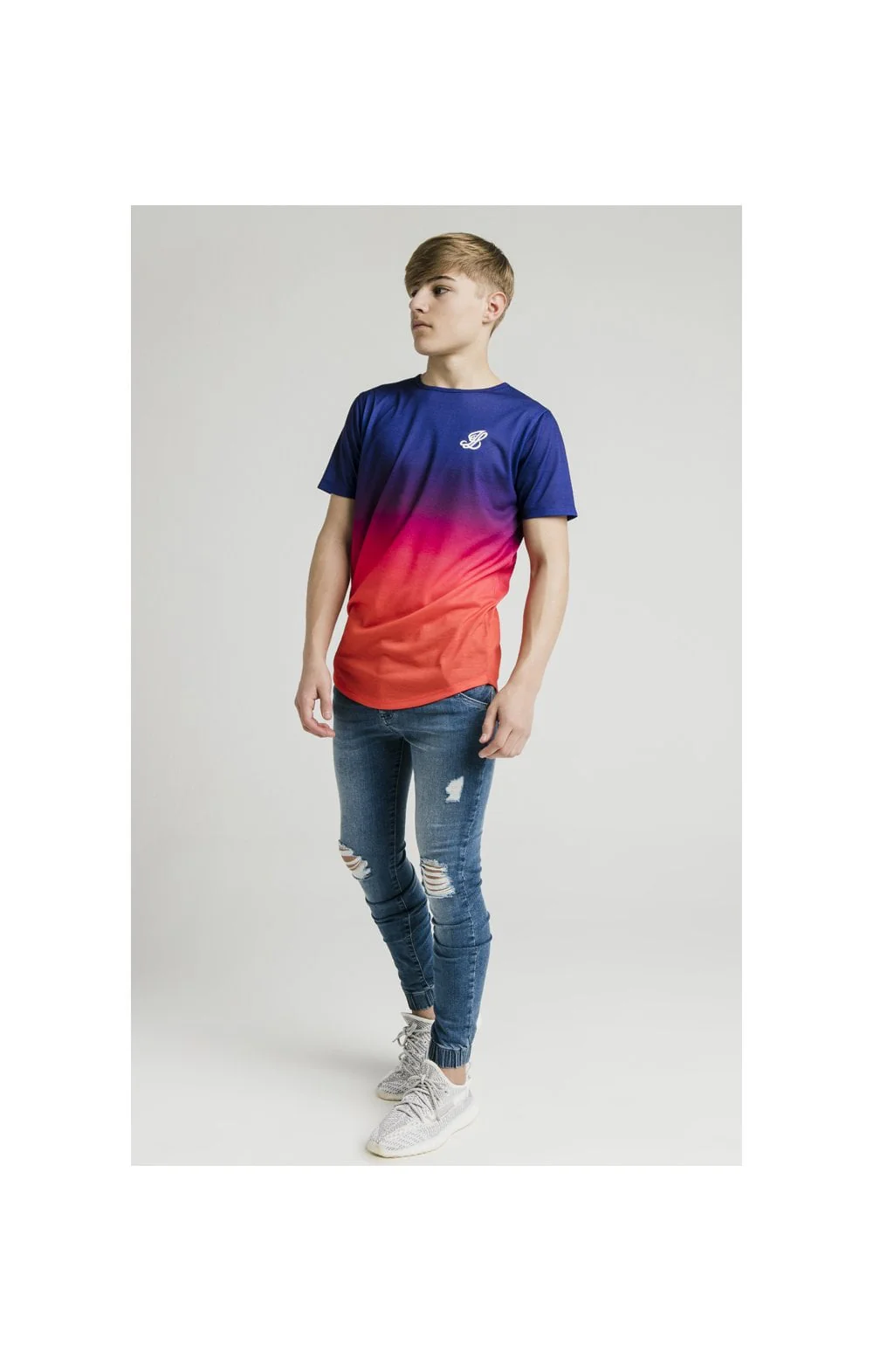 Illusive London Sunset Fade Tee - Navy,Pink & Orange - Image 4