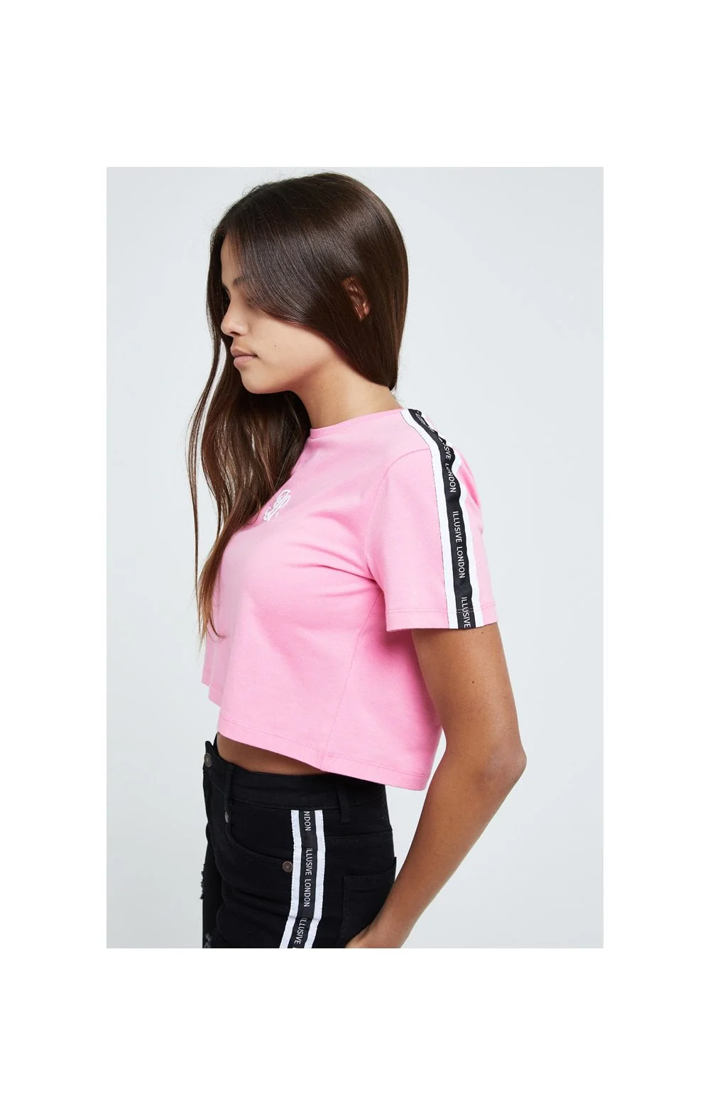 Illusive London Tape Crop Tee - Pink - Image 2