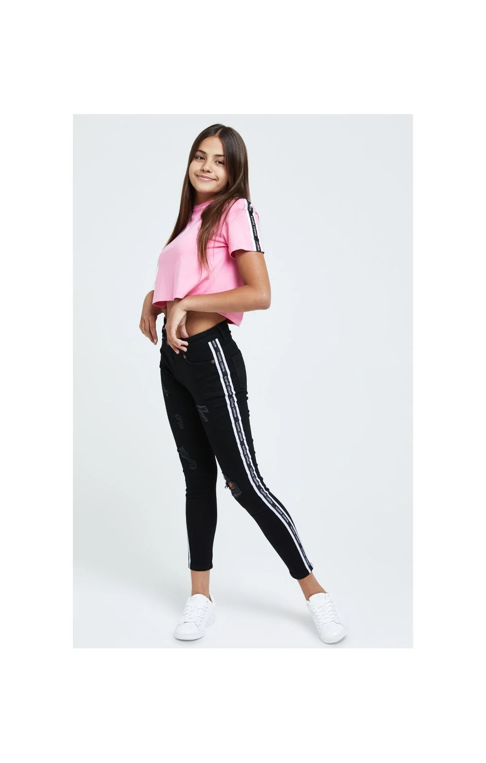 Illusive London Tape Crop Tee - Pink - Image 3