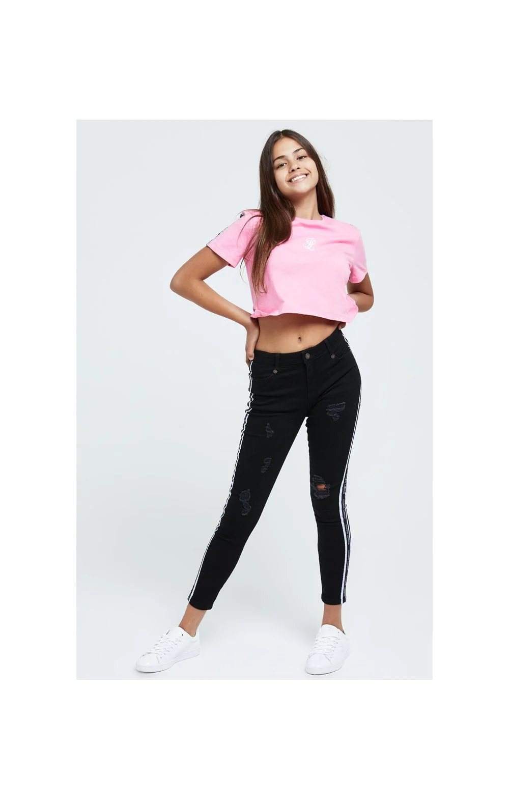 Illusive London Tape Crop Tee - Pink - Image 4