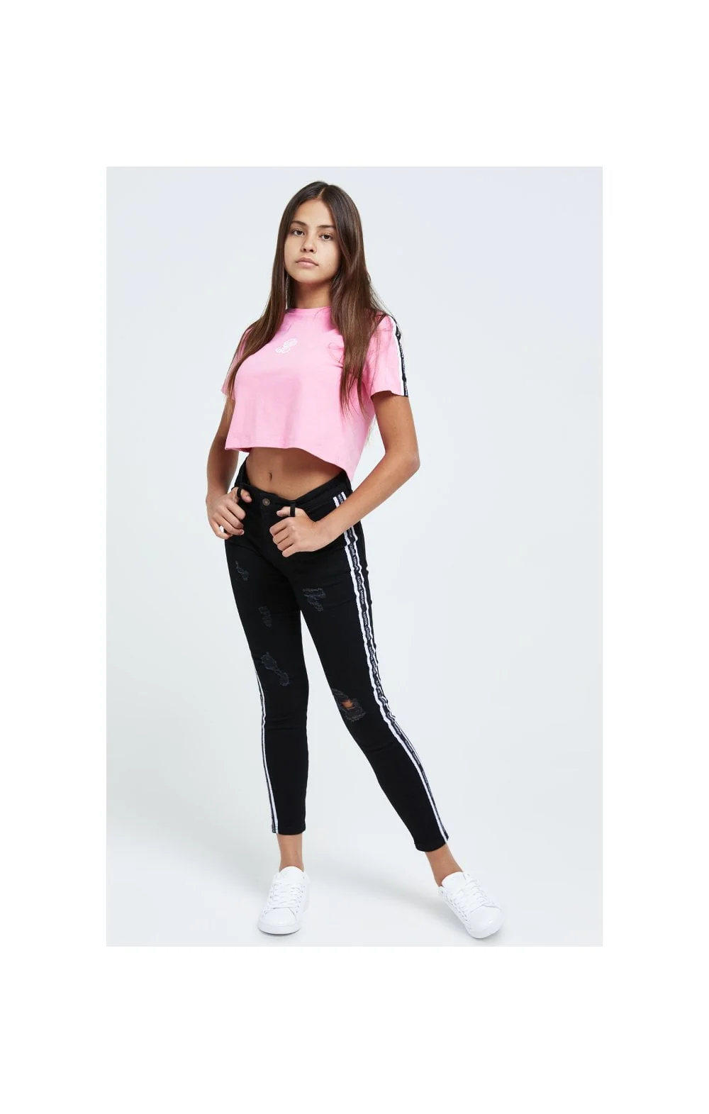 Illusive London Tape Crop Tee - Pink - Image 5