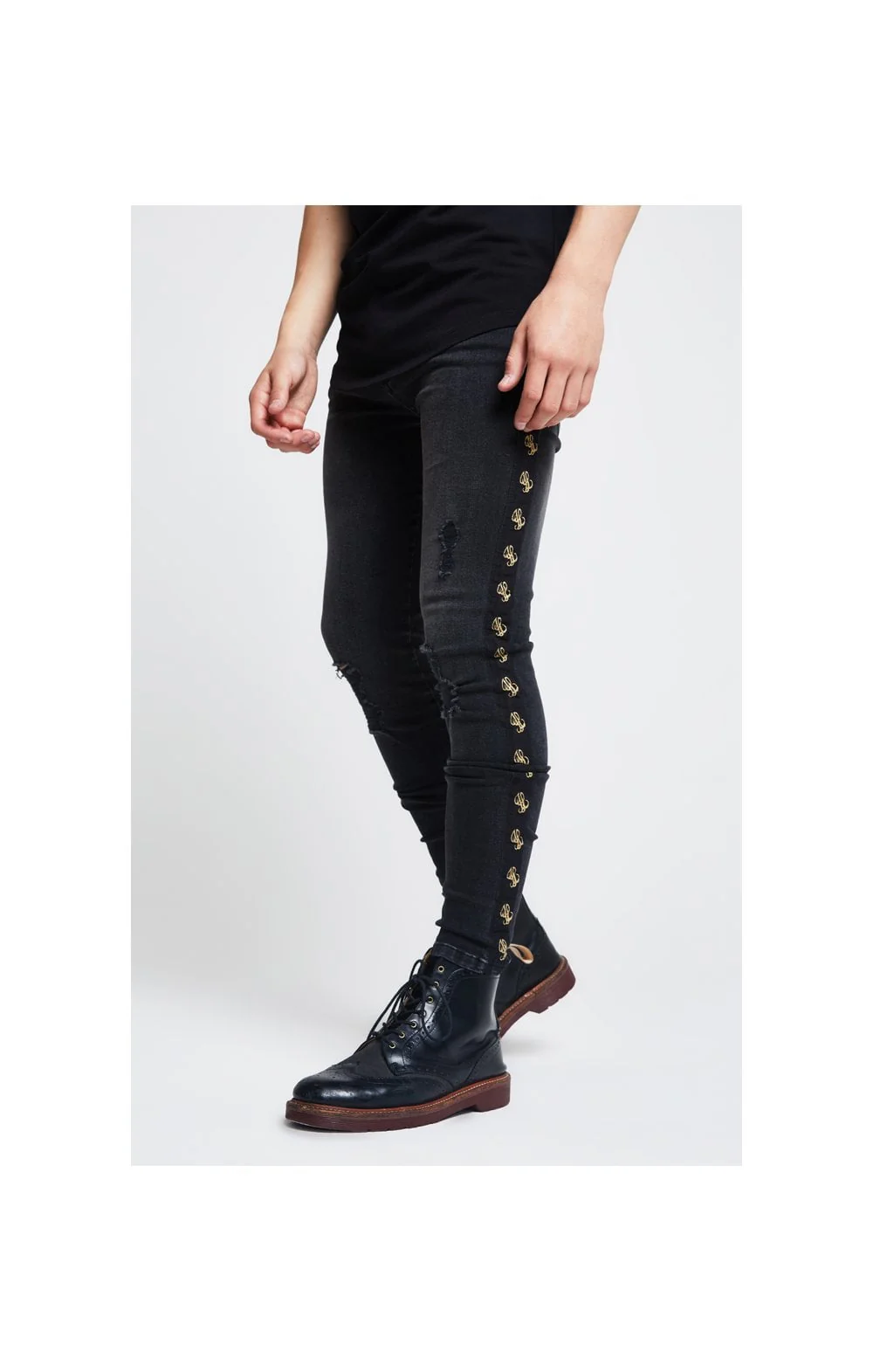 Boys Illusive Washed Black Taped Denim Jean