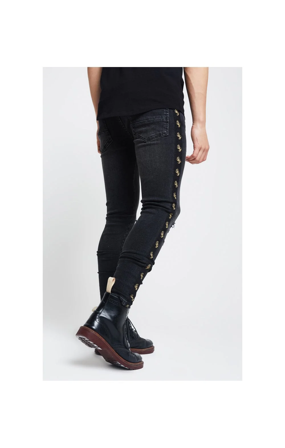 Boys Illusive Washed Black Taped Denim Jean - Image 2