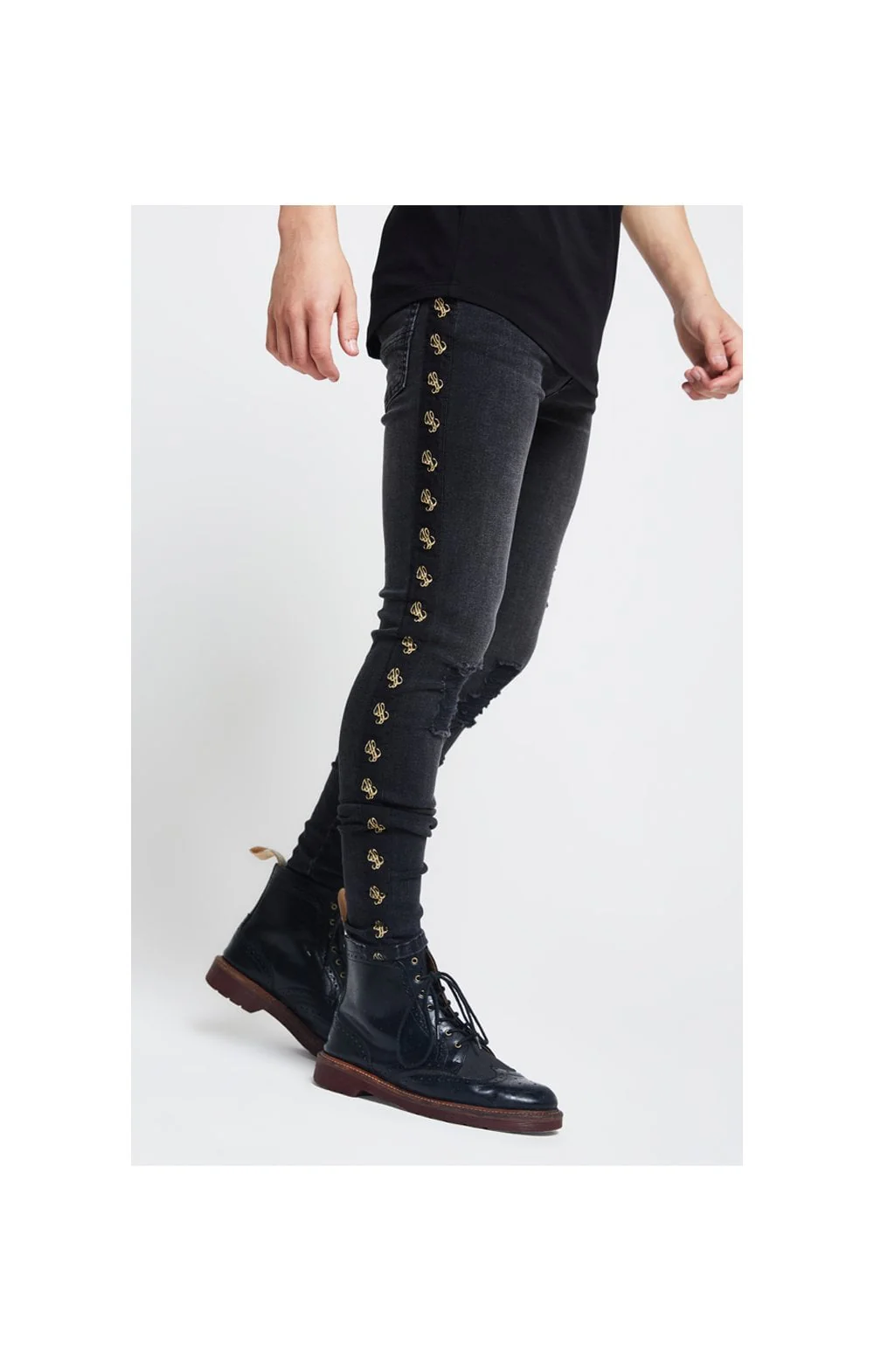 Boys Illusive Washed Black Taped Denim Jean - Image 3
