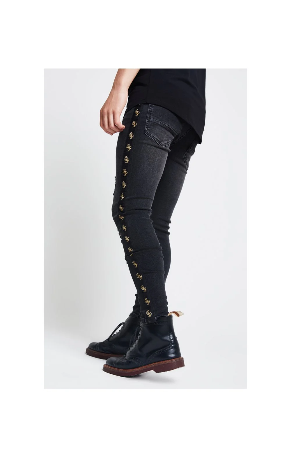 Boys Illusive Washed Black Taped Denim Jean - Image 4