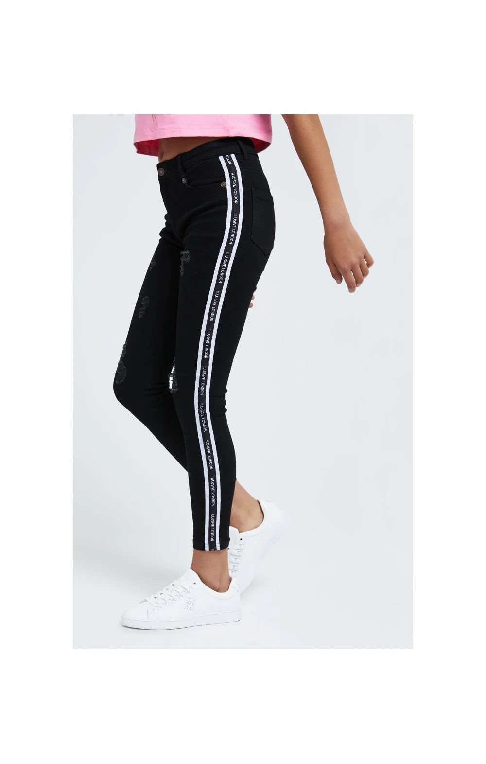 Illusive London Tape Distressed Skinny Jeans - Black - Image 2
