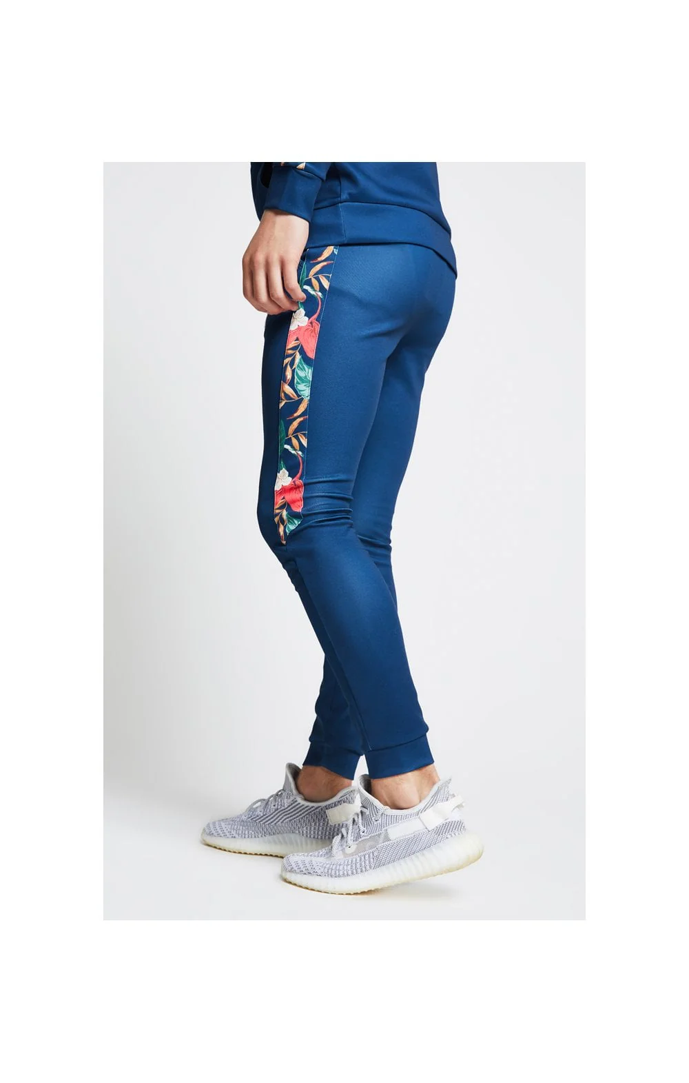 Illusive London Tape Panelled Joggers – Teal & Tropical Leaf - Image 2