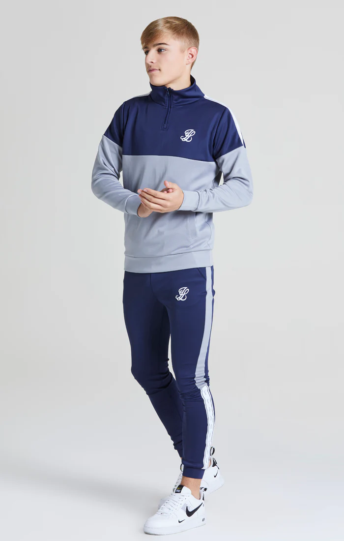 Illusive London Taped Funnel Neck - Navy & Grey - Image 3