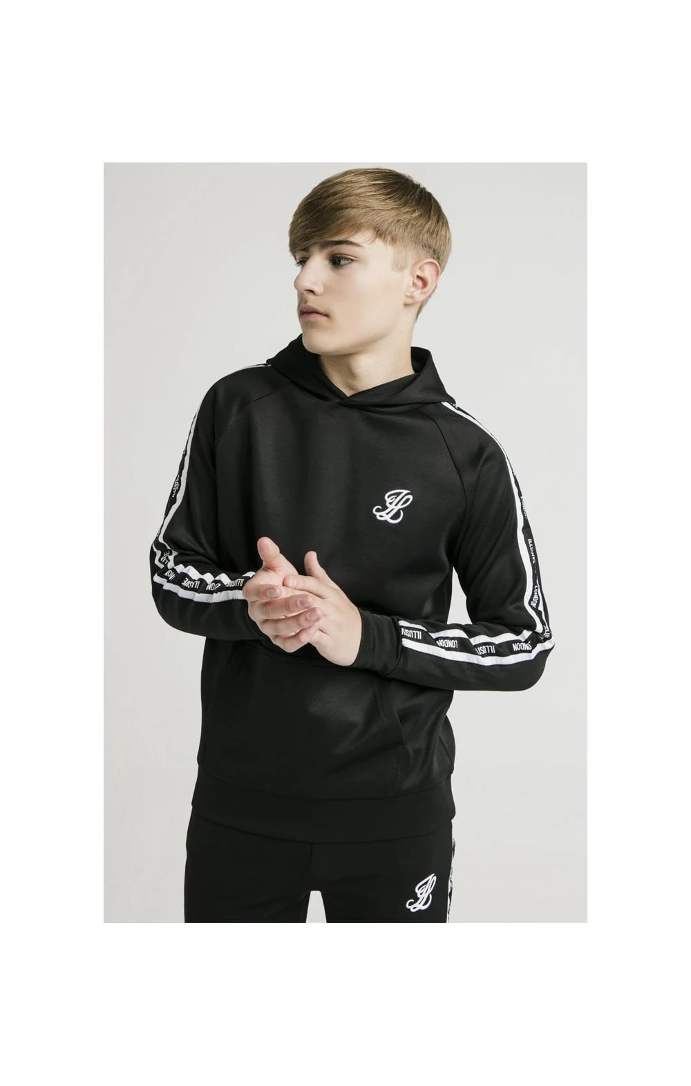 Illusive London Taped Overhead Hoodie - Black & White