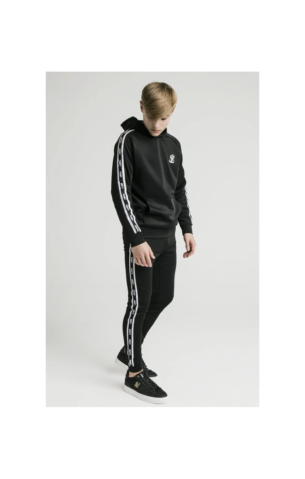 Illusive London Taped Overhead Hoodie - Black & White - Image 3