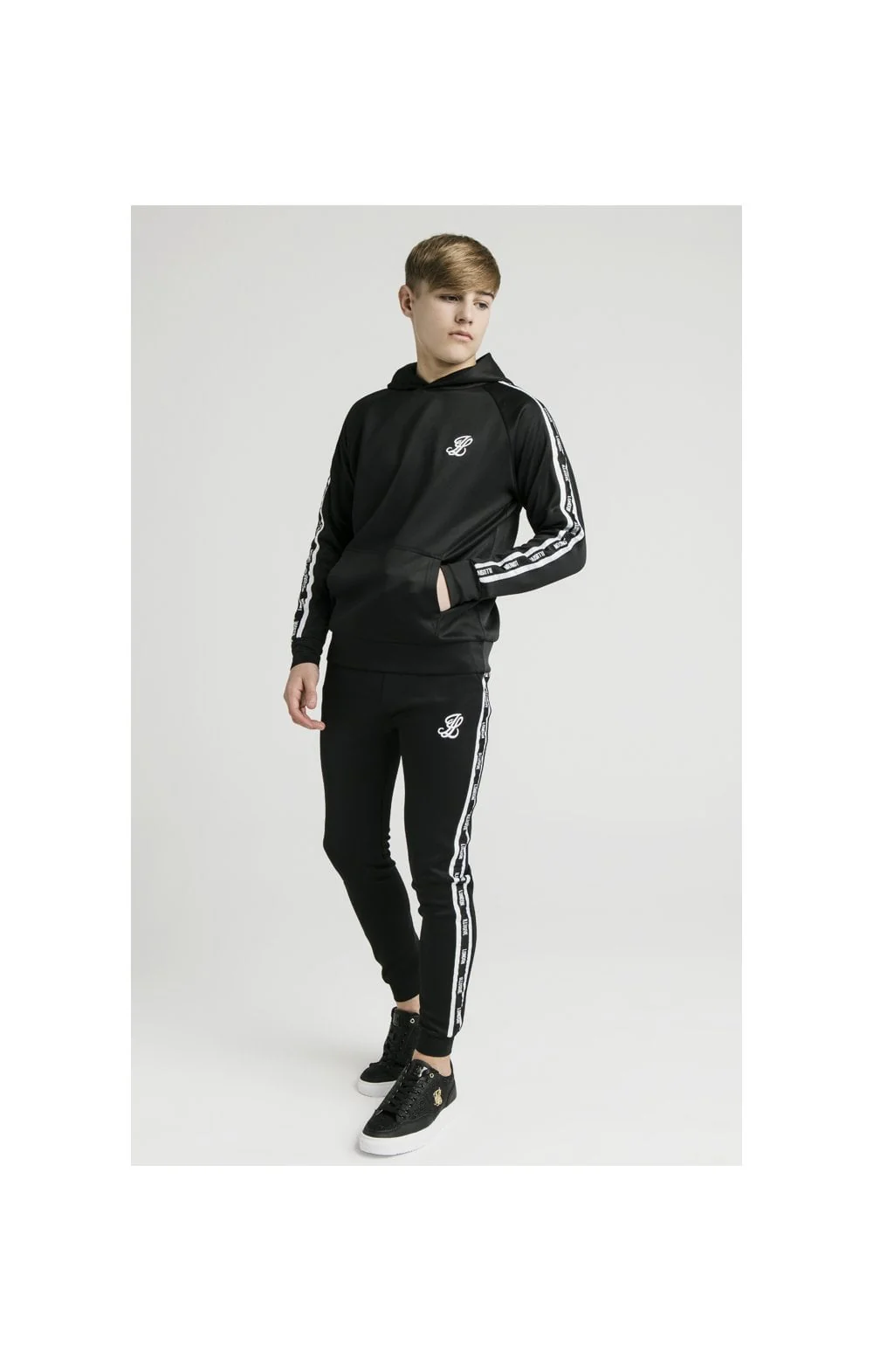 Illusive London Taped Overhead Hoodie - Black & White - Image 4