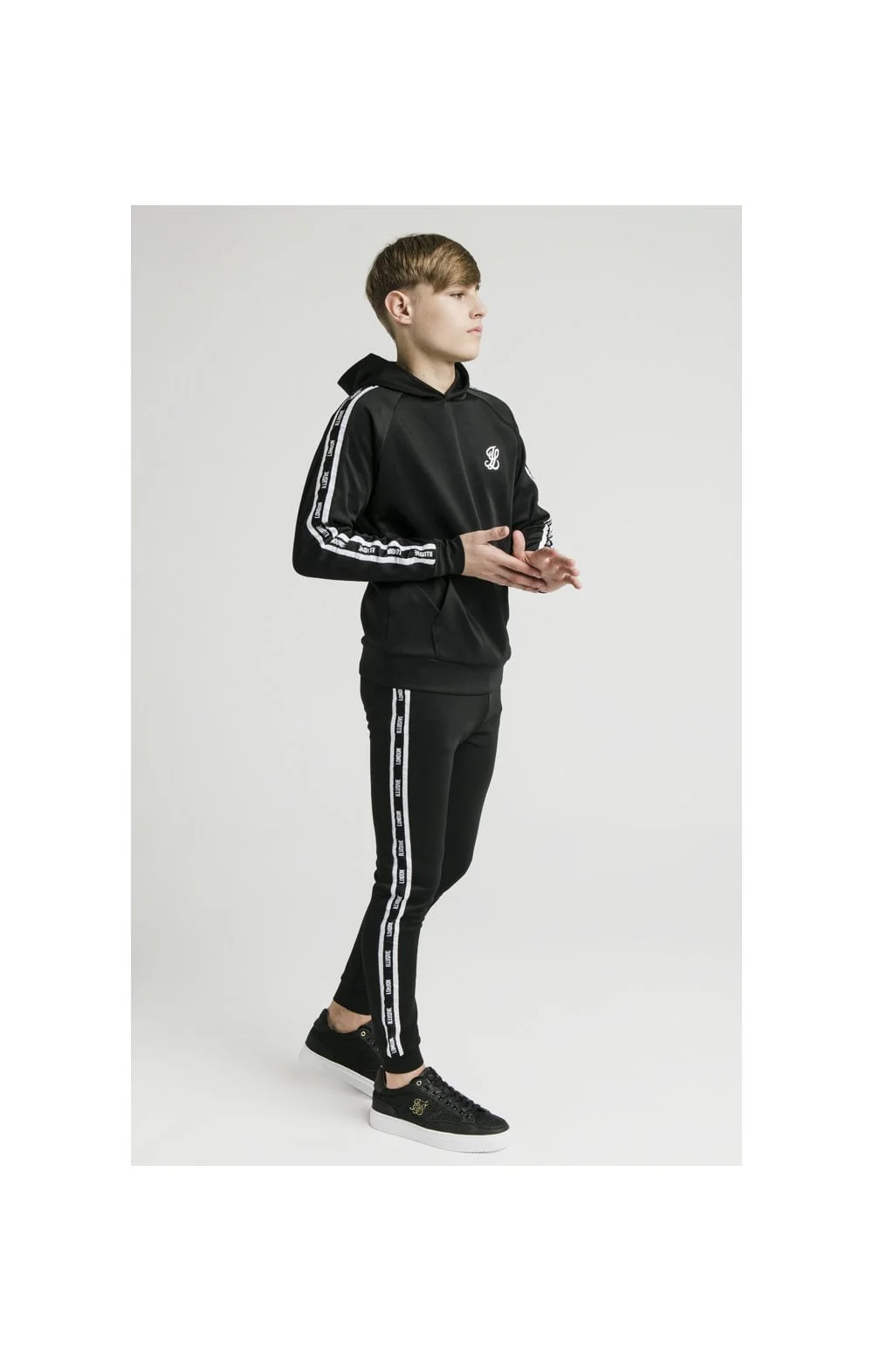 Illusive London Taped Overhead Hoodie - Black & White - Image 5