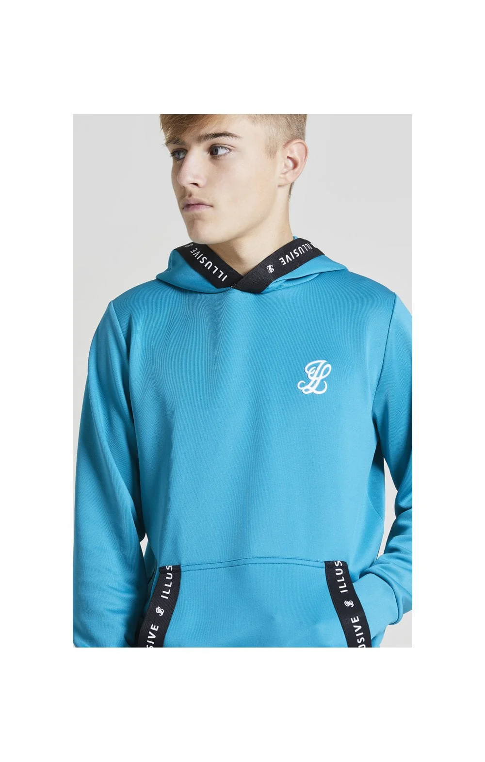 Illusive London Taped Overhead Hoodie - Teal Green - Image 2