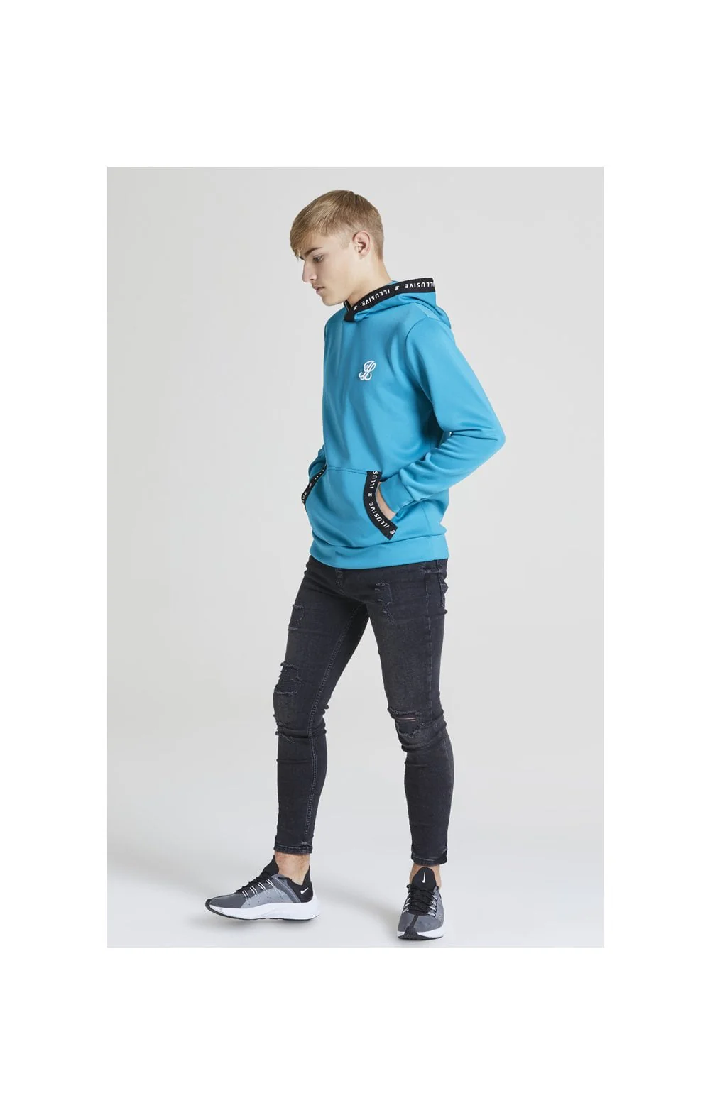 Illusive London Taped Overhead Hoodie - Teal Green - Image 6