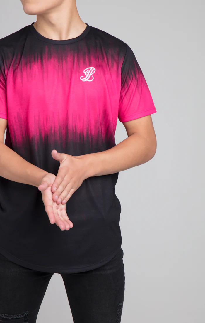 Illusive London Tie Dye Fade Tee - Black & Pink - Image 2