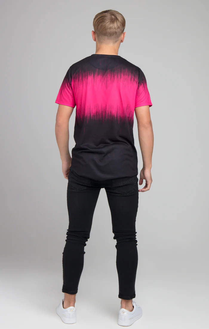 Illusive London Tie Dye Fade Tee - Black & Pink - Image 5
