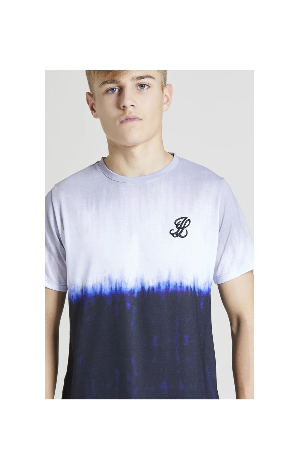 Illusive London Tie Dye Fade Tee - Grey,Navy & white - Image 2