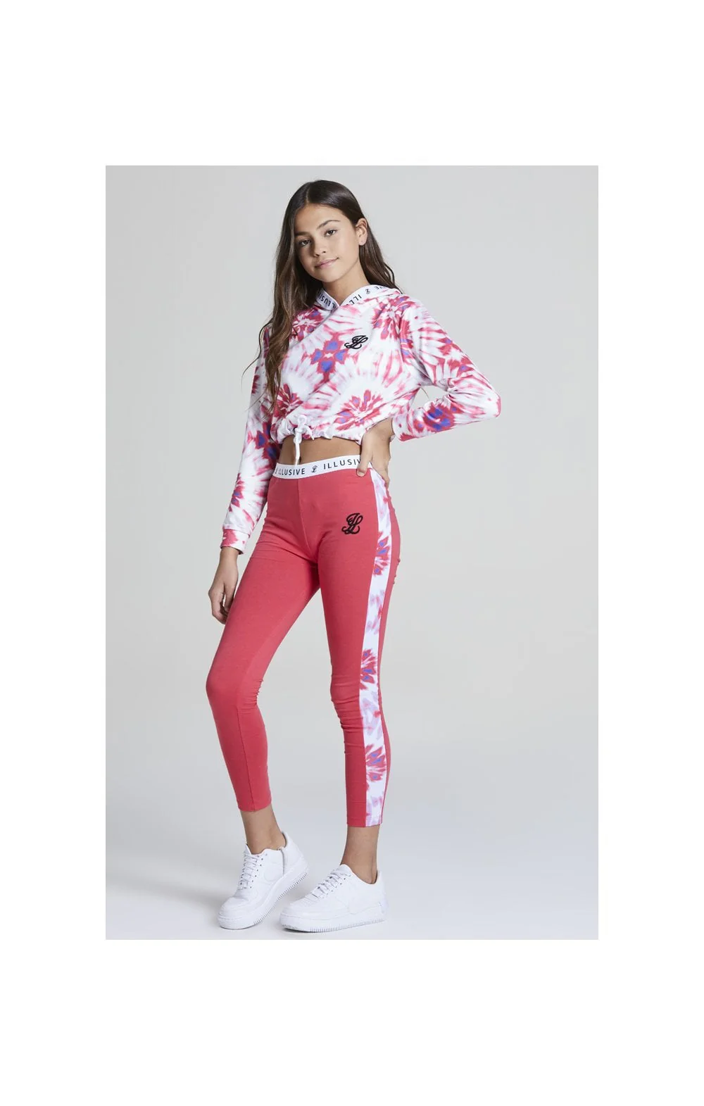 Illusive London Tie Dye Panelled Leggings - Pink - Image 3