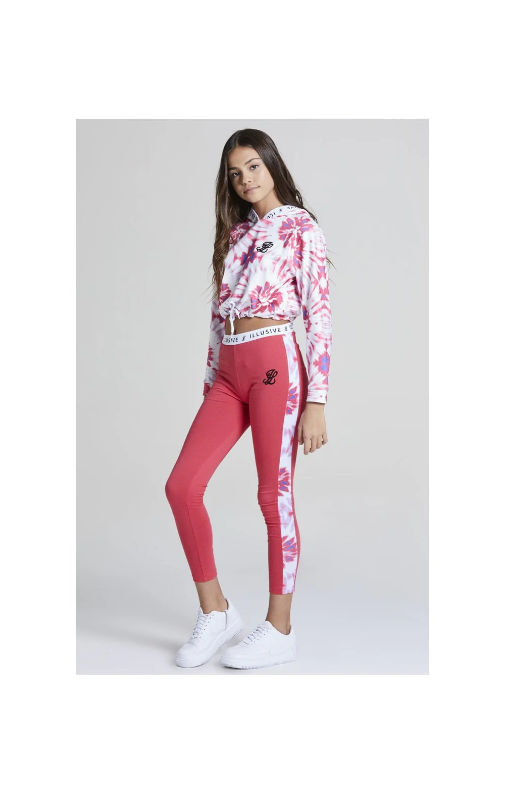 Illusive London Tie Dye Panelled Leggings - Pink - Image 4