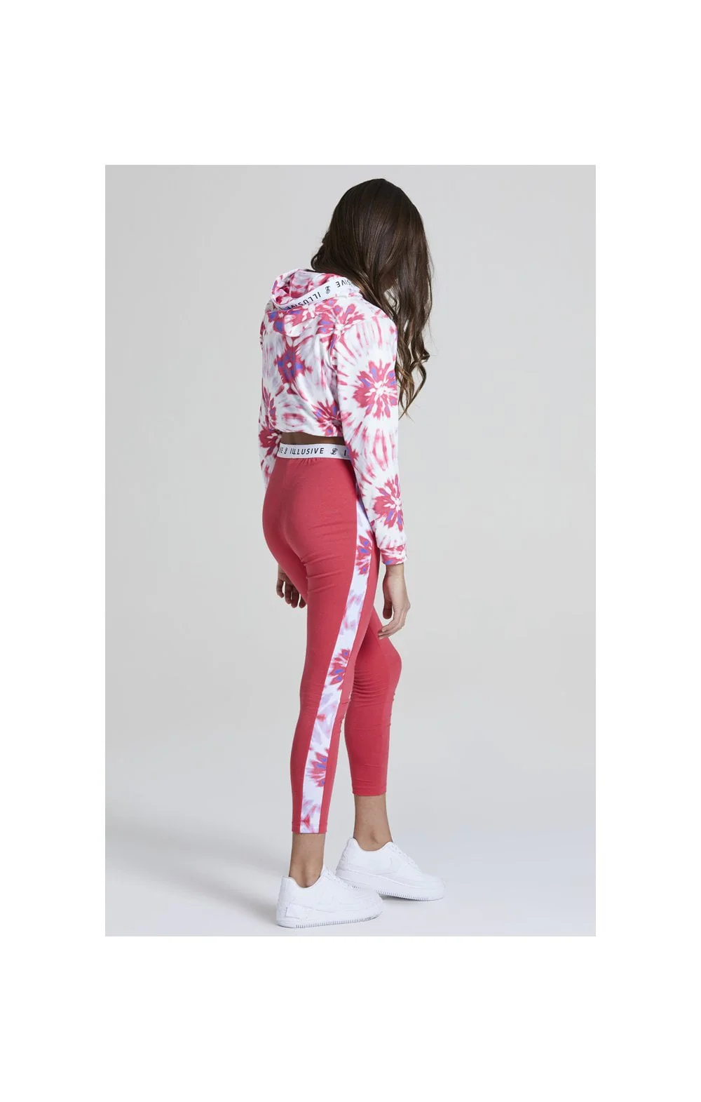 Illusive London Tie Dye Panelled Leggings - Pink - Image 7