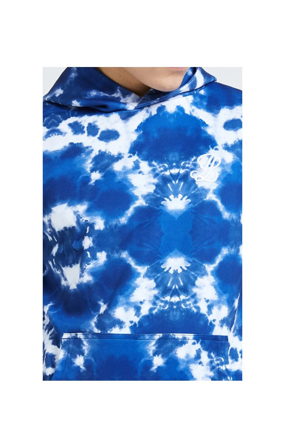 Illusive London Tie Dye Print Hoodie - Blue & White - Image 2