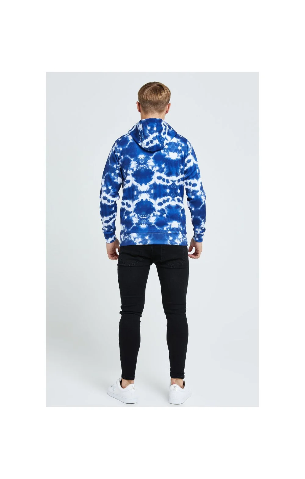 Illusive London Tie Dye Print Hoodie - Blue & White - Image 5