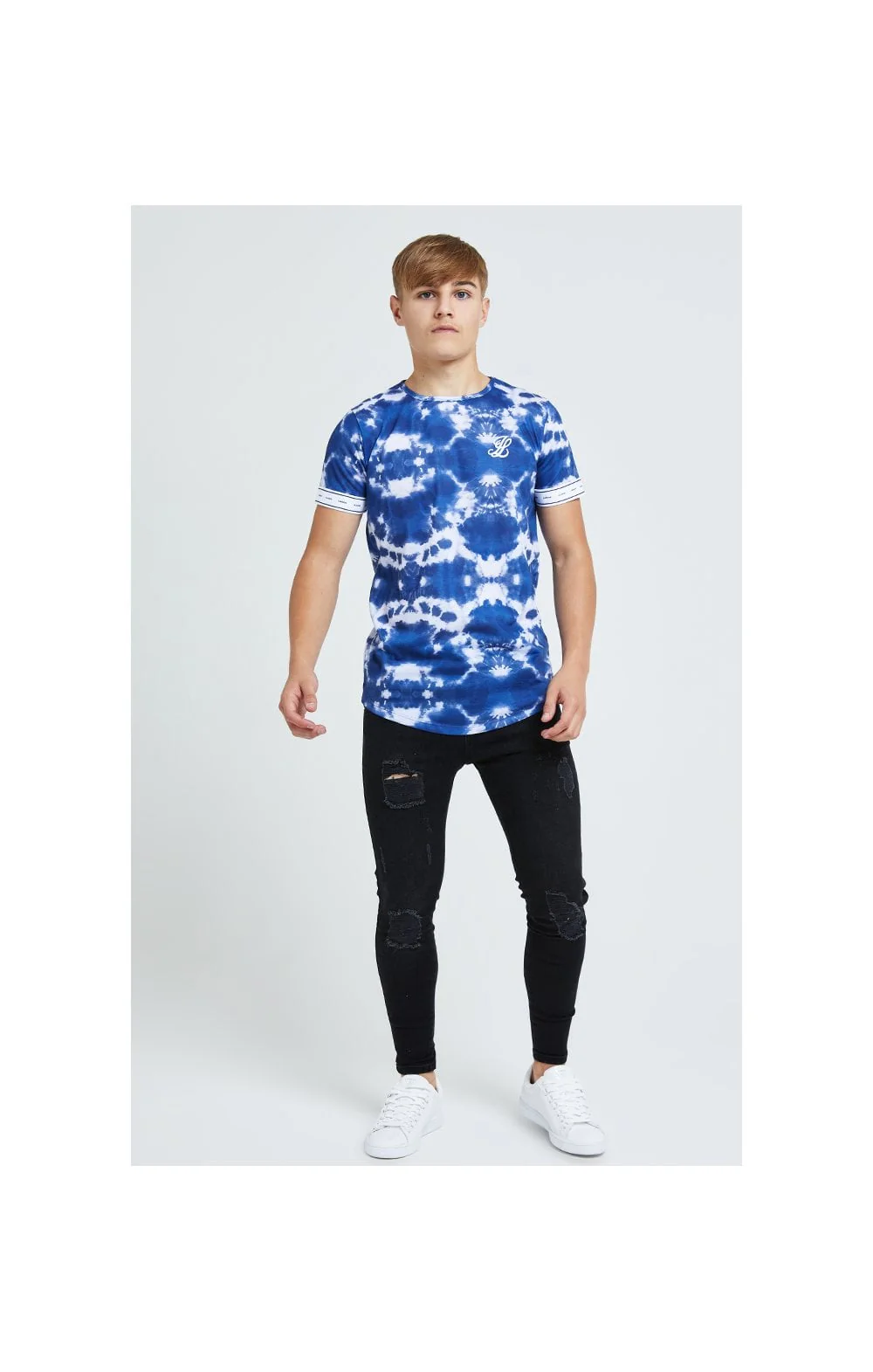 Illusive London Tie Dye Print Tech Tee - Blue & White - Image 2