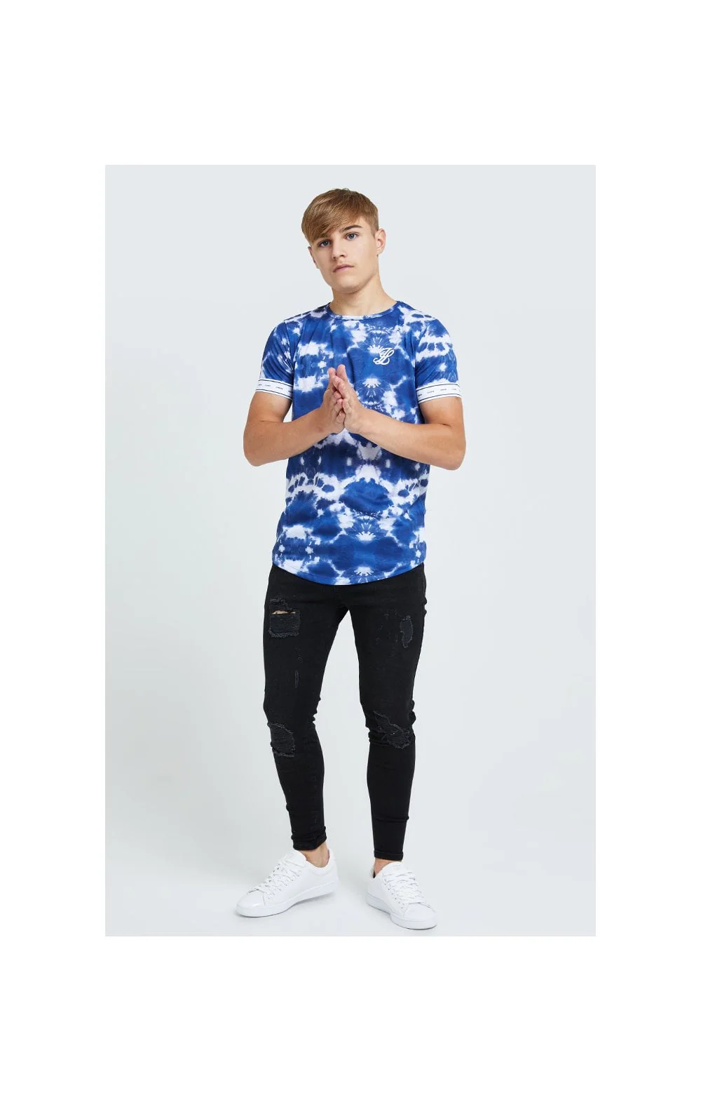 Illusive London Tie Dye Print Tech Tee - Blue & White - Image 3