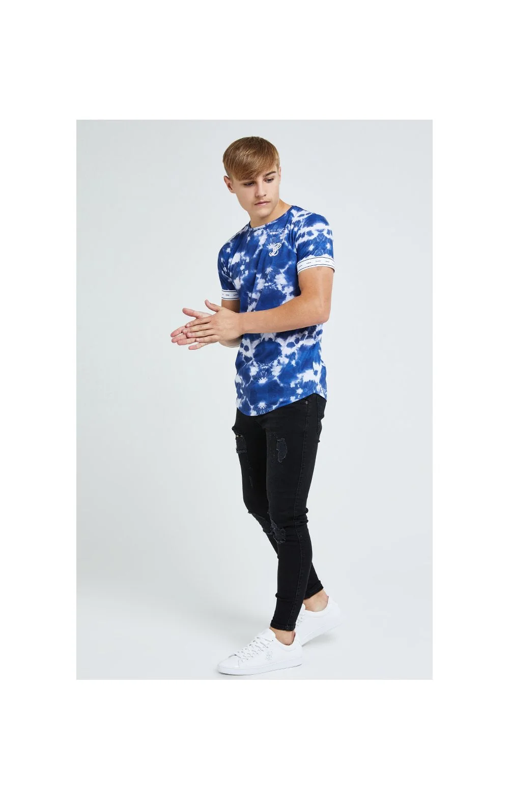 Illusive London Tie Dye Print Tech Tee - Blue & White - Image 4