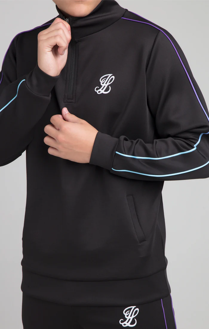 Boys Illusive Black 1/4 Zip Funnel Neck - Image 4