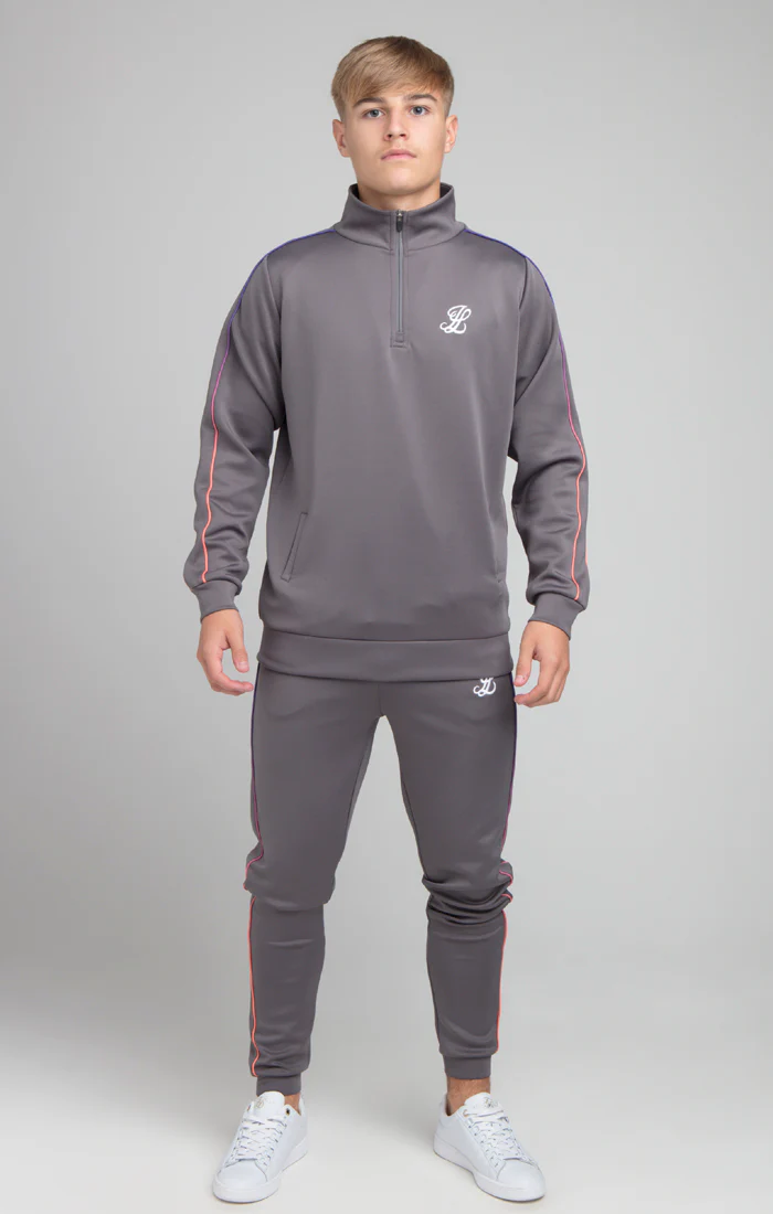 Boys Illusive Grey 1/4 Zip Funnel Neck - Image 3