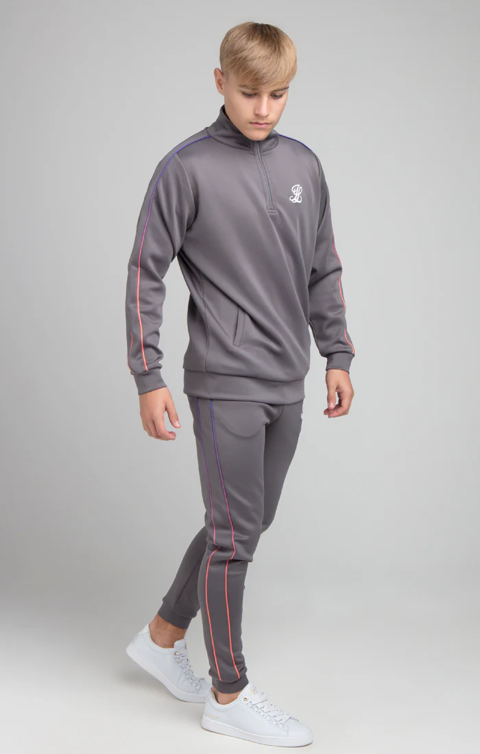 Boys Illusive Grey 1/4 Zip Funnel Neck - Image 4
