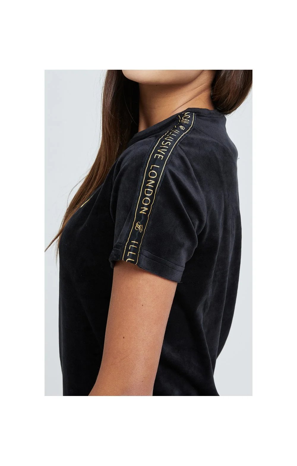 Illusive London Velour Tape Dress - Black - Image 2