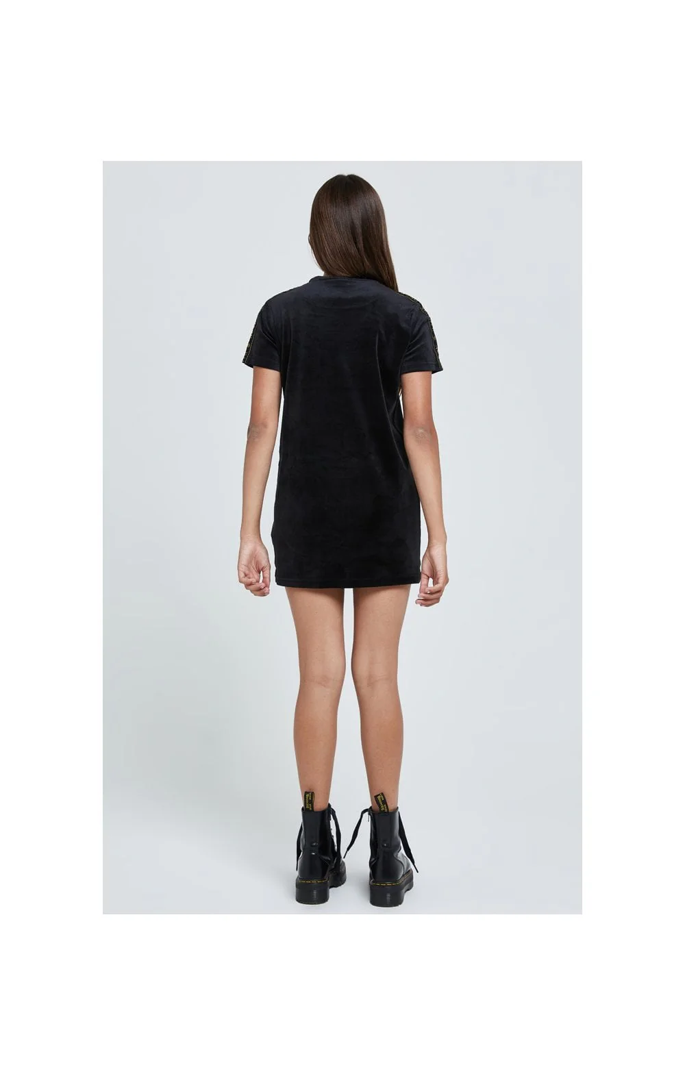 Illusive London Velour Tape Dress - Black - Image 5