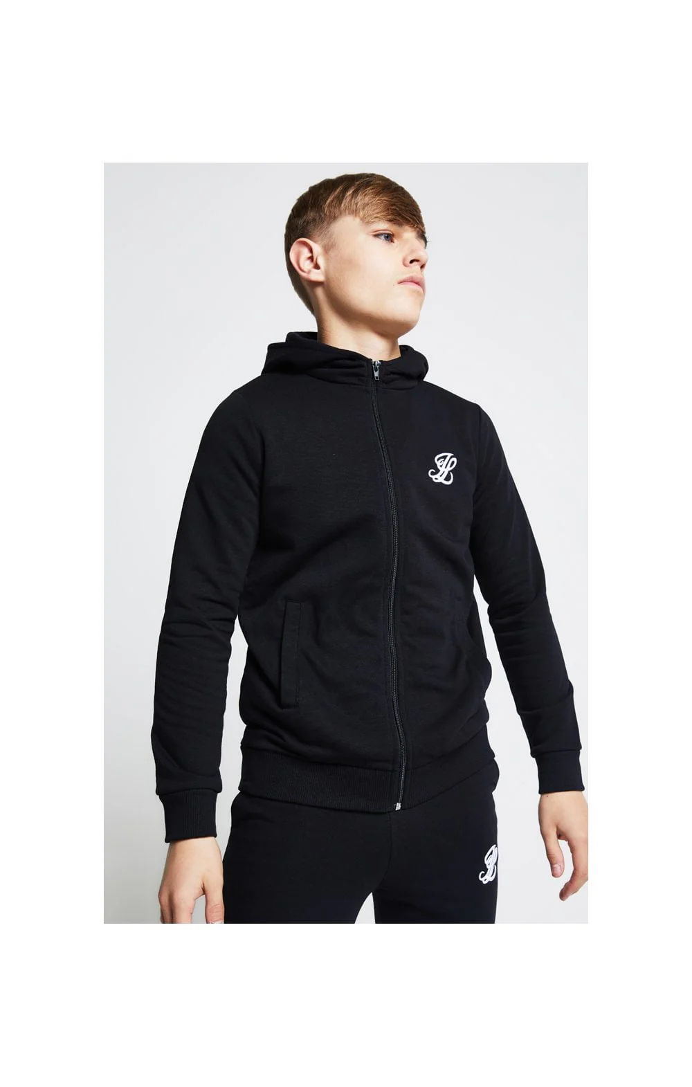 Boys Illusive Black Zip Thru Hoodie - Image 2