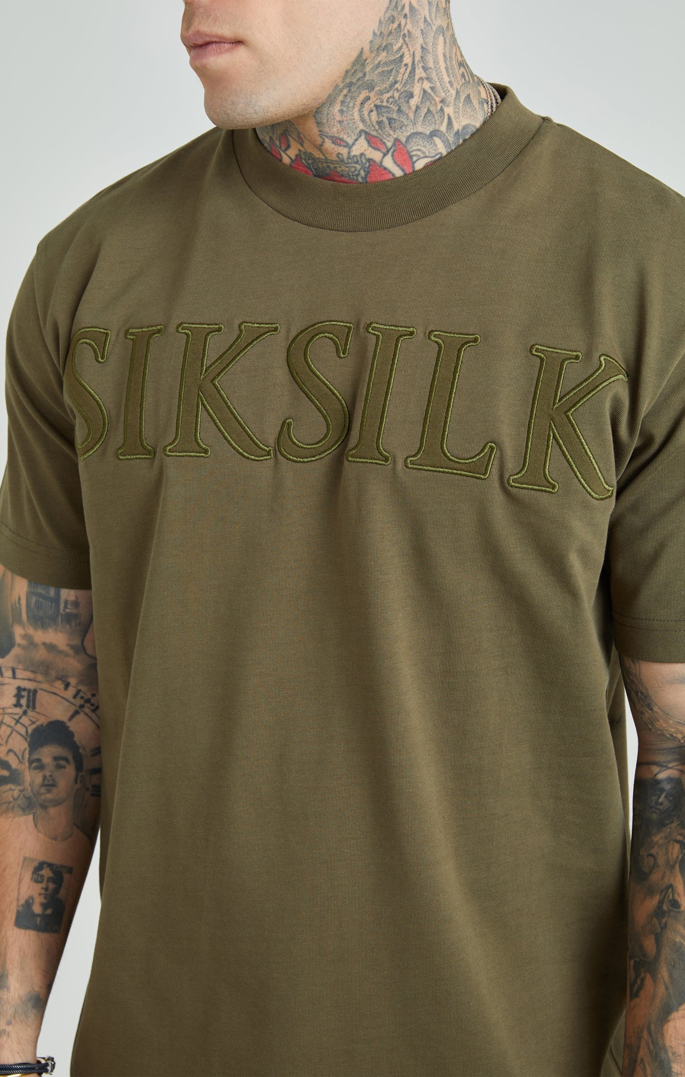 Khaki Applique Logo Oversized Fit T-Shirt - Image 3