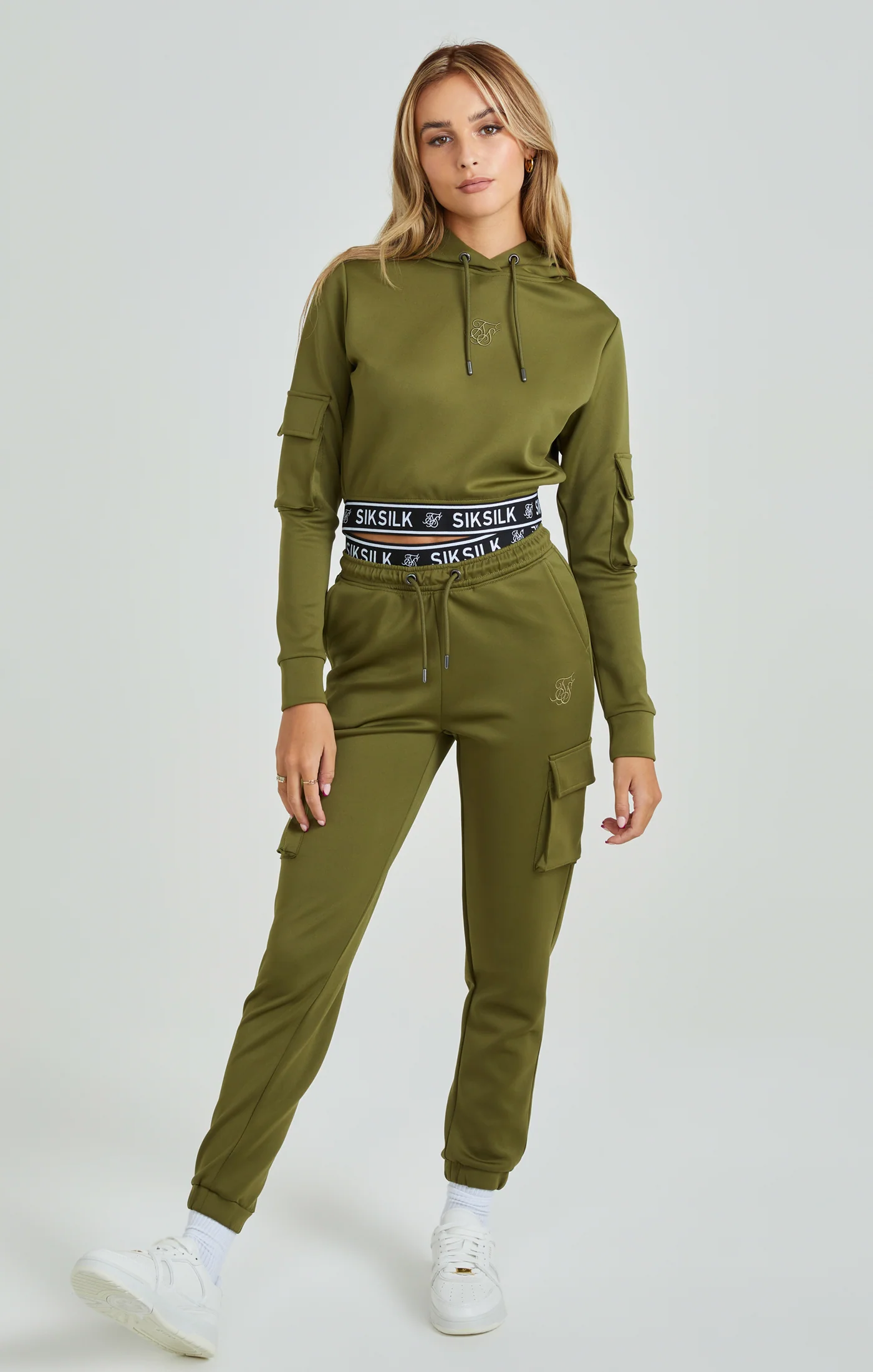 Khaki Cargo Pocket Tape Hoodie - Image 4