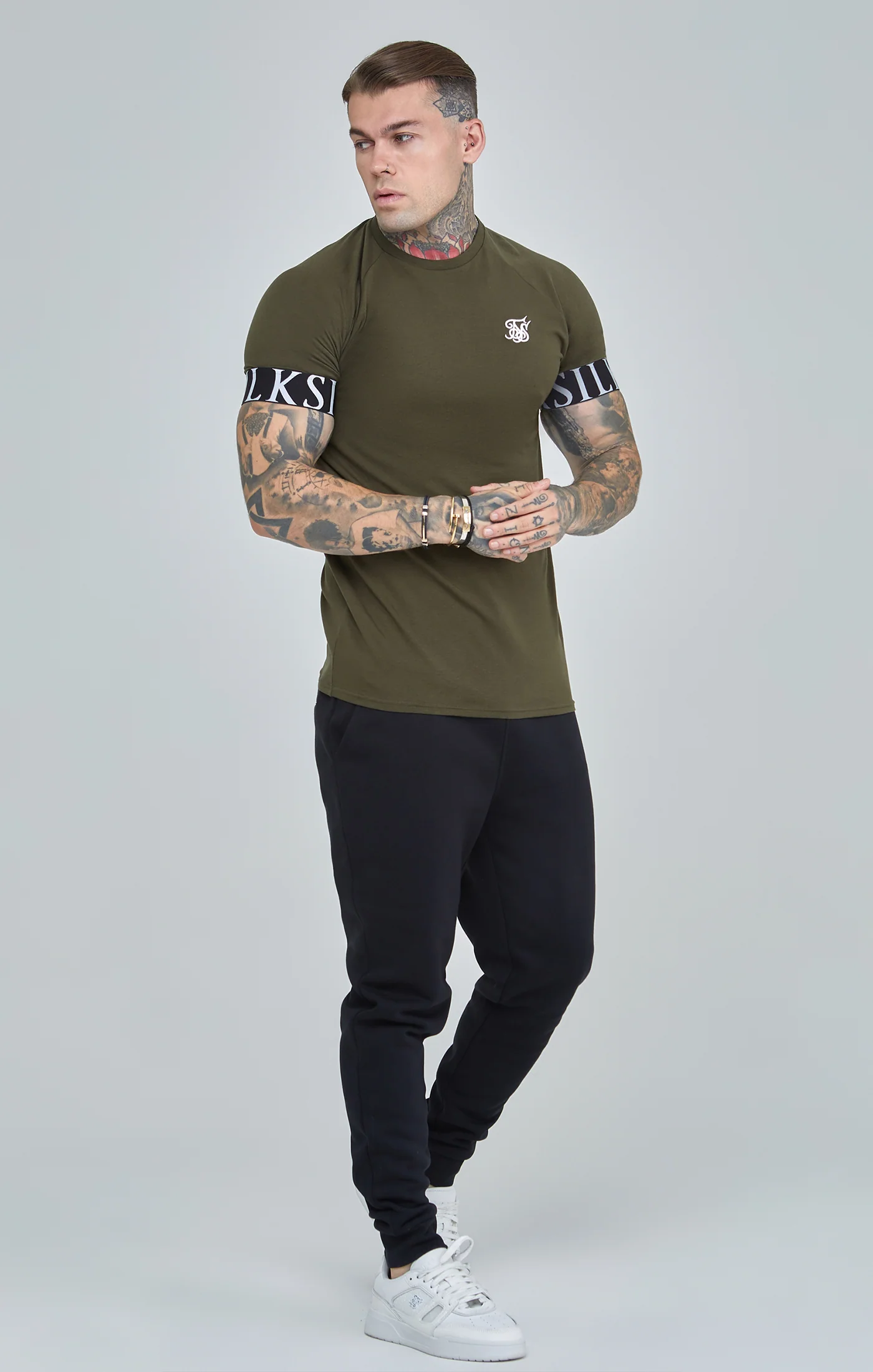 Khaki Essential Elastic Cuff Muscle Fit T-Shirt - Image 2