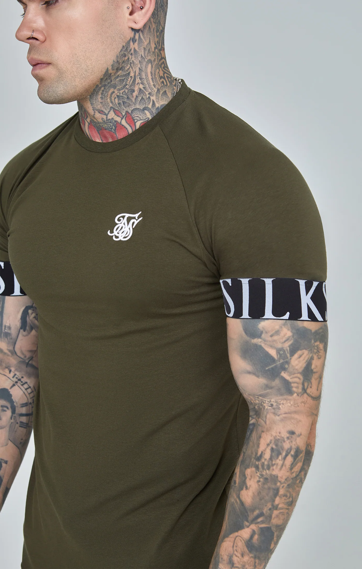 Khaki Essential Elastic Cuff Muscle Fit T-Shirt - Image 3