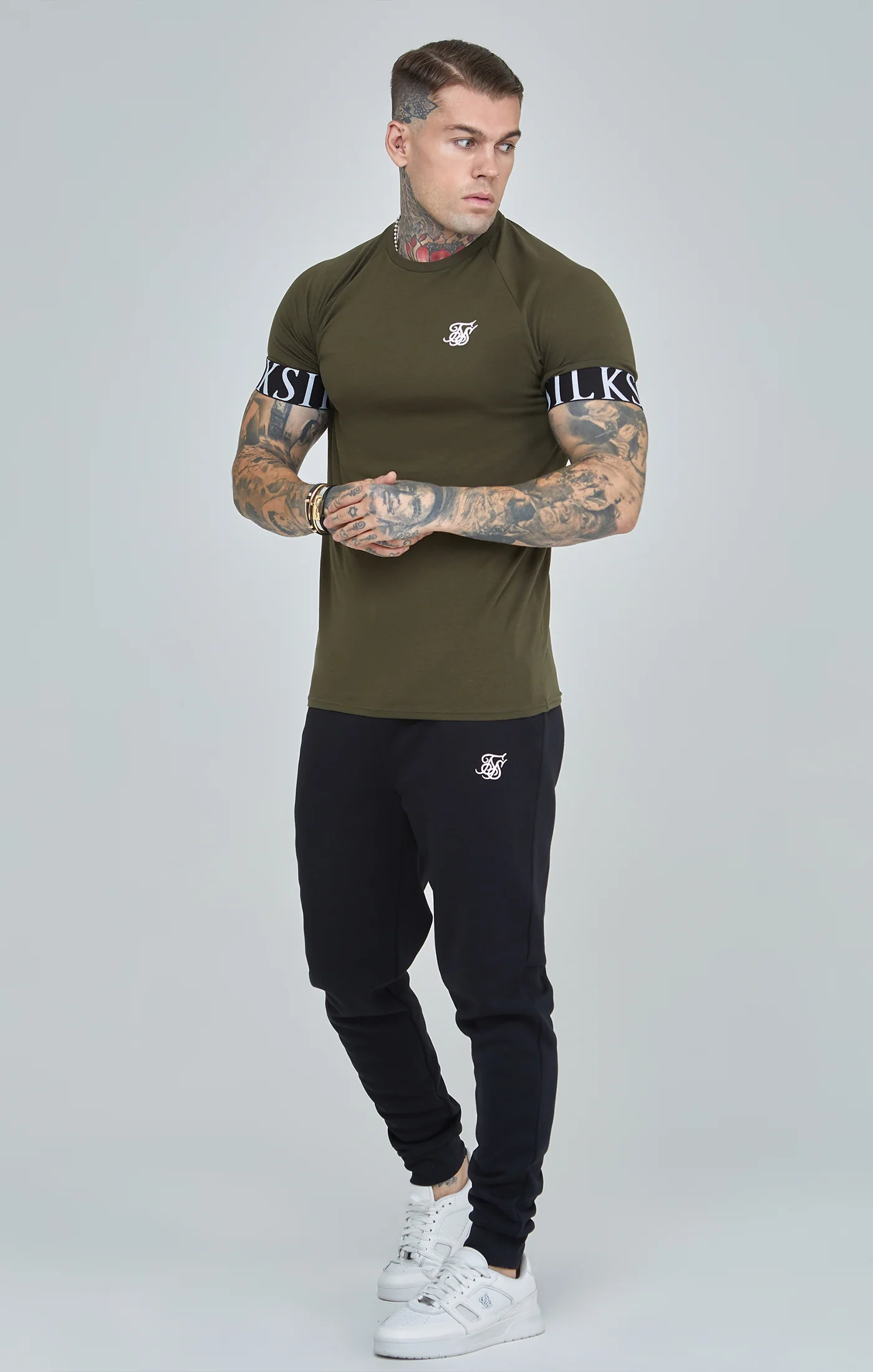 Khaki Essential Elastic Cuff Muscle Fit T-Shirt - Image 4