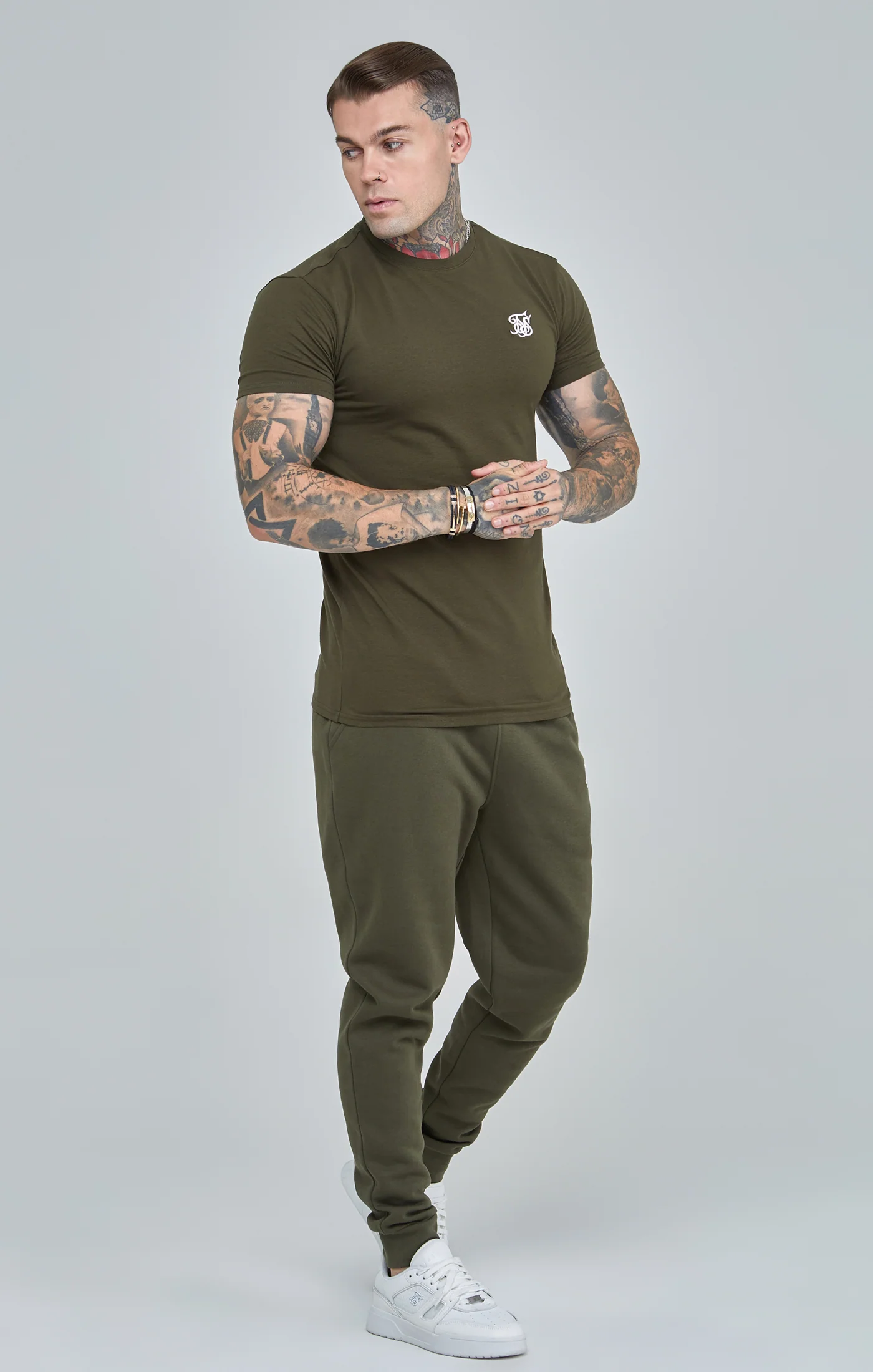 Khaki Essential Short Sleeve Muscle Fit T-Shirt - Image 2