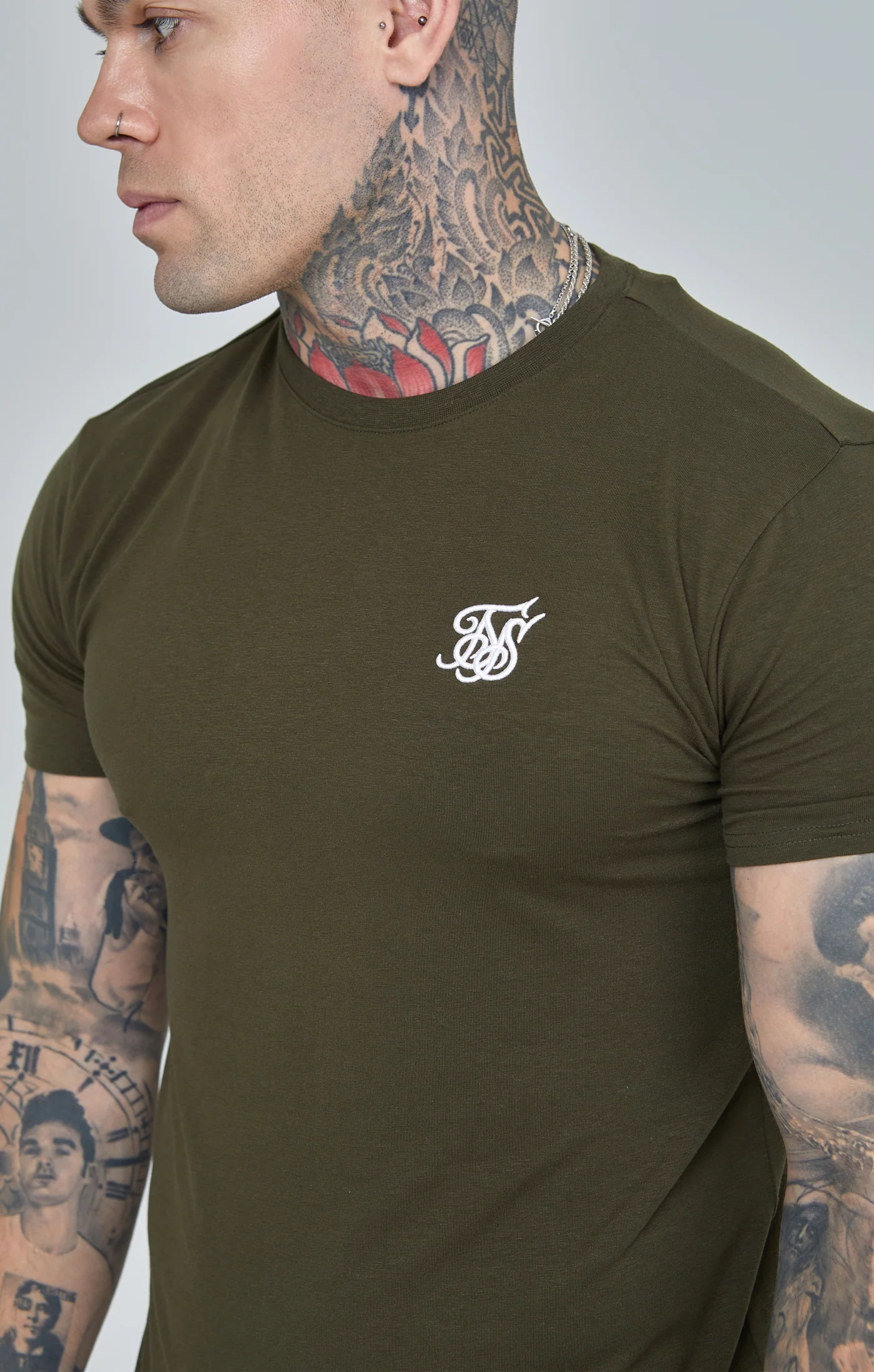 Khaki Essential Short Sleeve Muscle Fit T-Shirt - Image 3