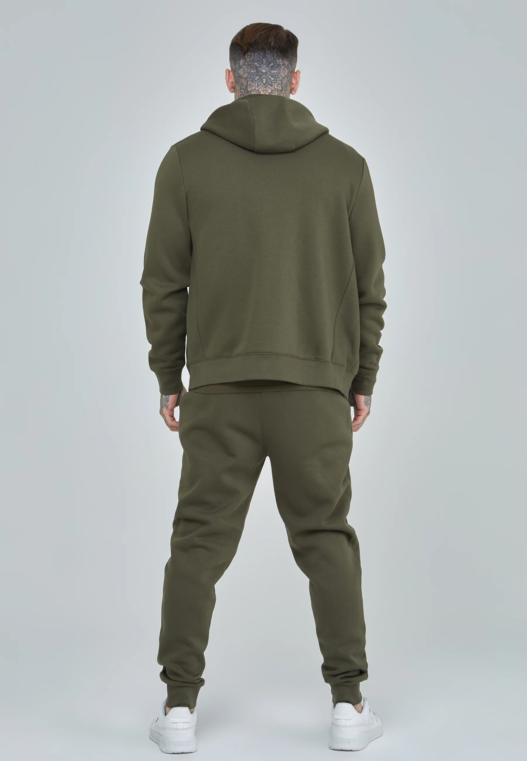 Khaki Essential Zip Through Funnel Hoodie - Image 5