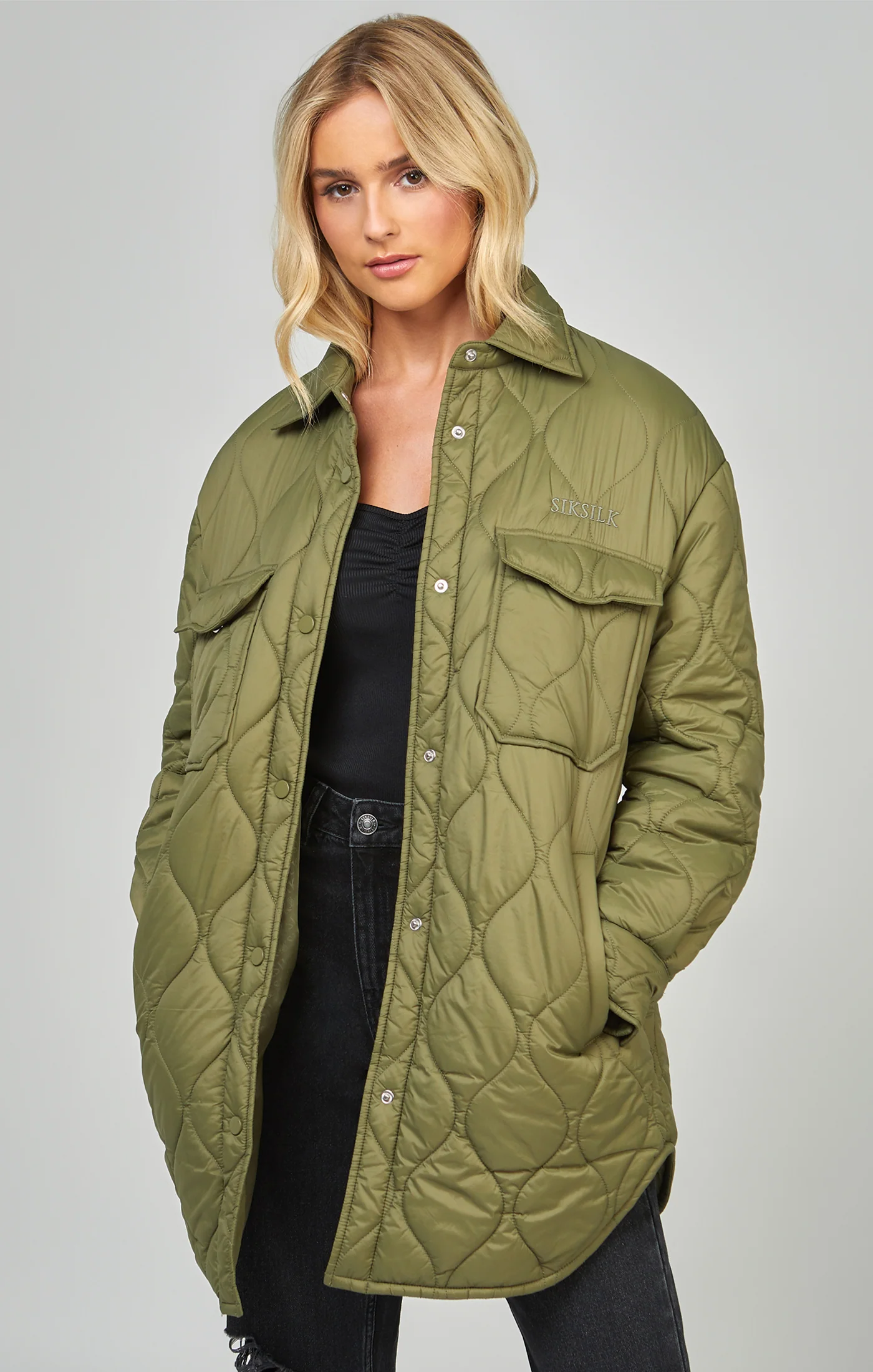 Khaki Lightweight Quilt Jacket - Image 6