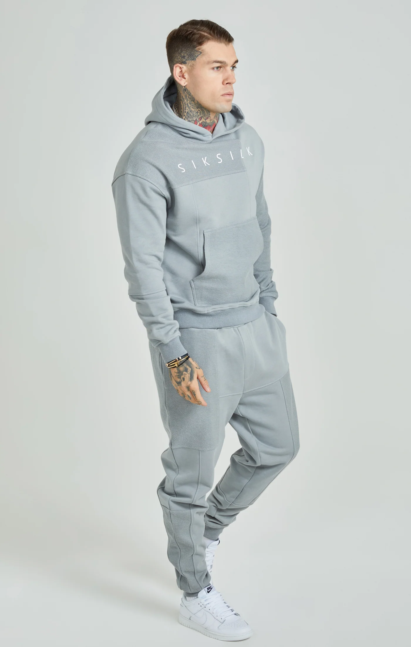 Light Grey Cut & Sew Relaxed Fit Hoodie - Image 2