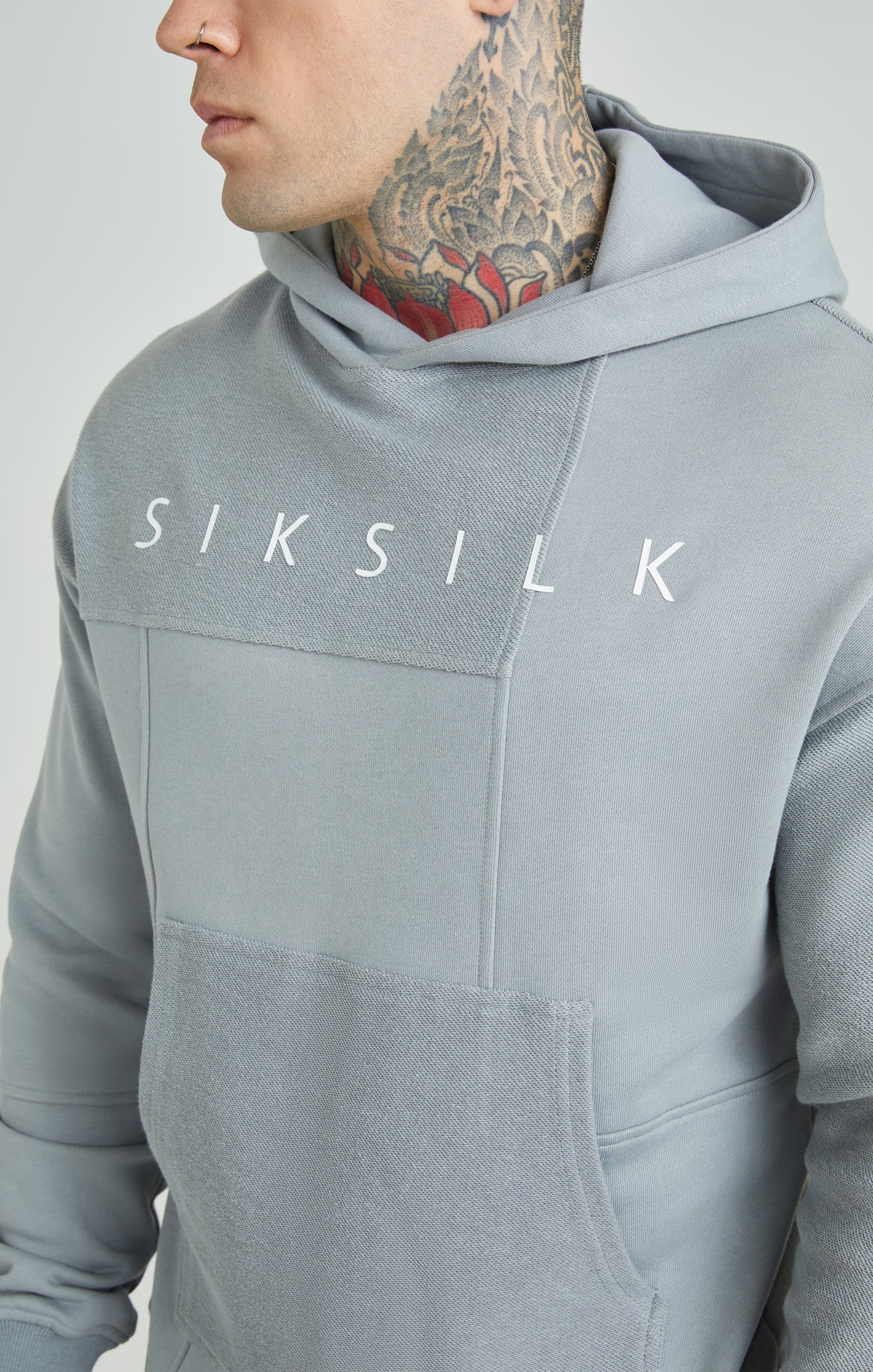 Light Grey Cut & Sew Relaxed Fit Hoodie - Image 3