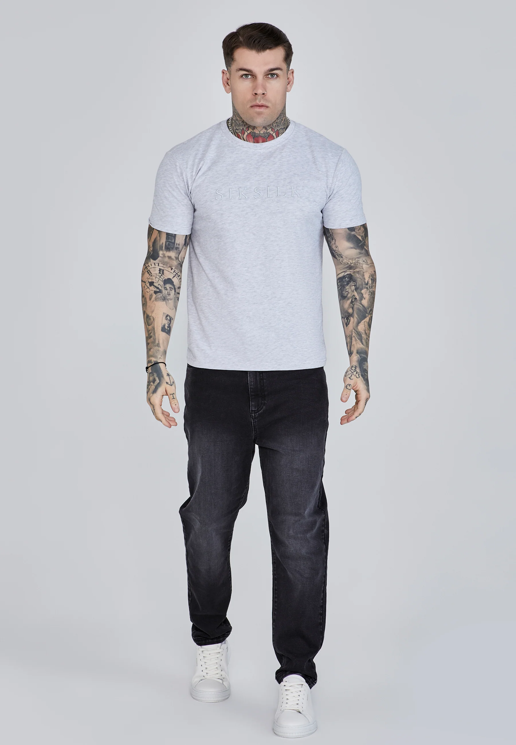 Grey Marl Logo T-Shirt - Image 2